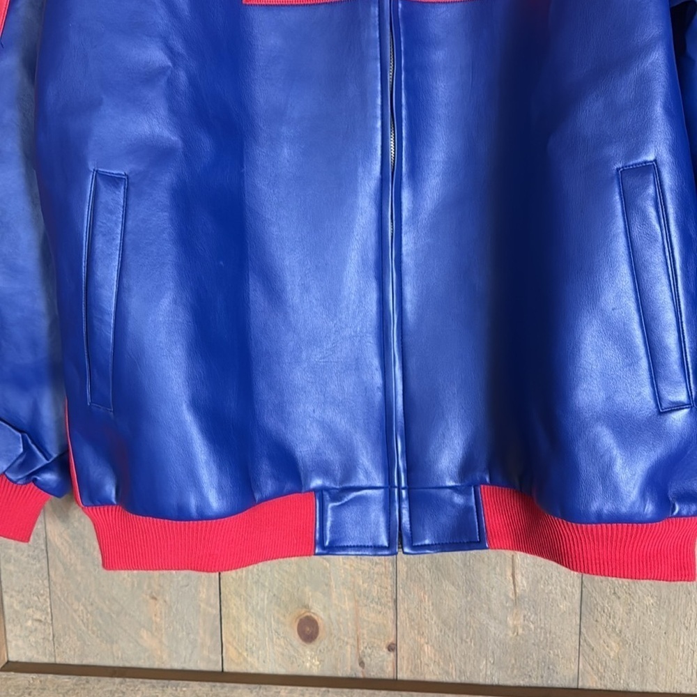 New York Giants faux leather Varsity jacket Blue and red Size XL - Picture 5 of 12